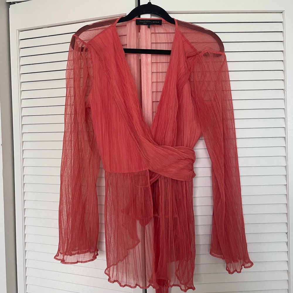 XS house of Harlow sheer wrap blouse